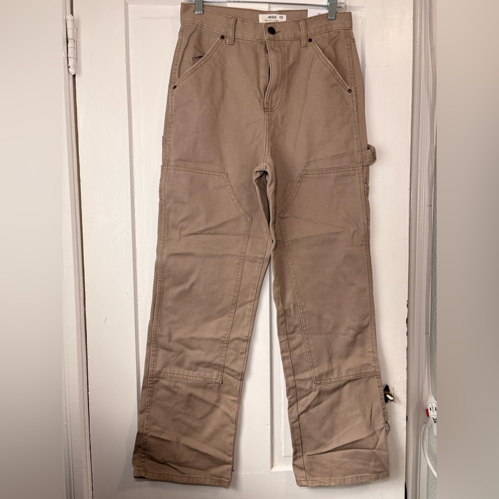 Ardene ‘90s High Rise Utility Jeans Beige Size 5 NWT Y2K Straight Leg